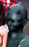 Demonic green alien fucks cute hentai babe